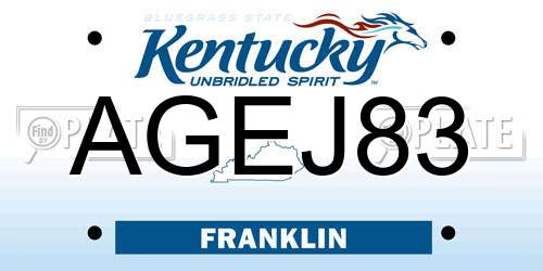 AGEJ83 Kentucky License Plate