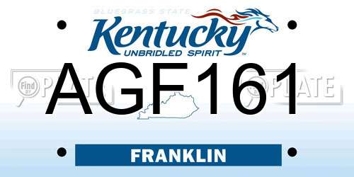 AGF161 Kentucky License Plate