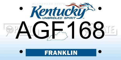 AGF168 Kentucky License Plate