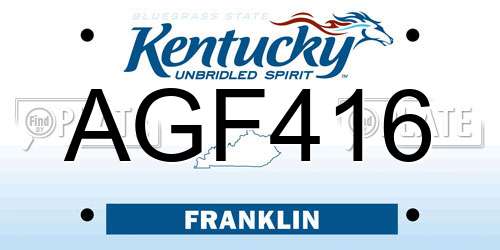 AGF416 Kentucky License Plate