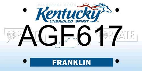 AGF617 Kentucky License Plate