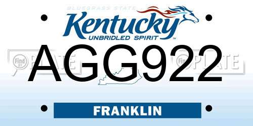 AGG922 Kentucky License Plate
