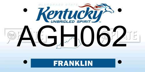 AGH062 Kentucky License Plate
