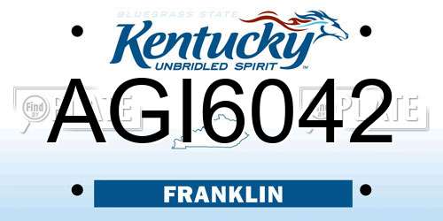 AGI6042 Kentucky License Plate