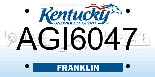 AGI6047 Kentucky License Plate