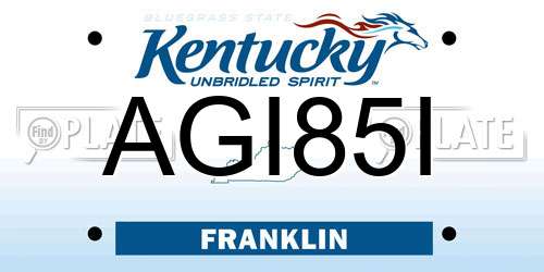 AGI85I Kentucky License Plate
