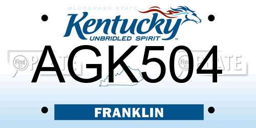 AGK504 Kentucky License Plate