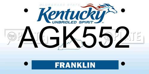 AGK552 Kentucky License Plate