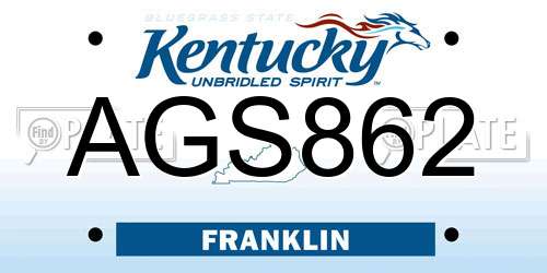 AGS862 Kentucky License Plate