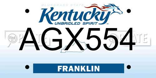AGX554 Kentucky License Plate