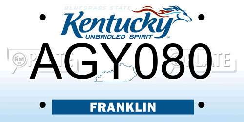 AGY080 Kentucky License Plate