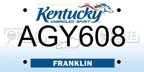AGY608 Kentucky License Plate