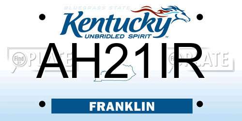 AH21IR Kentucky License Plate