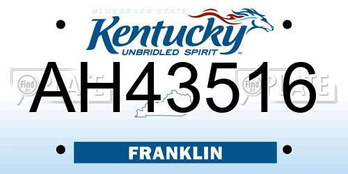 AH43516 Kentucky License Plate