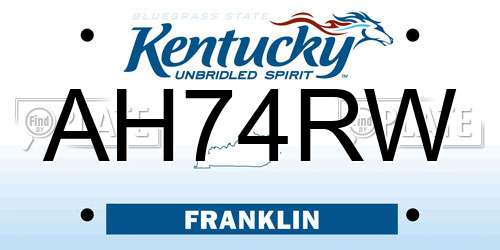 AH74RW Kentucky License Plate