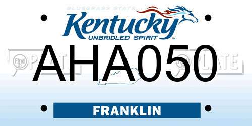 AHA050 Kentucky License Plate