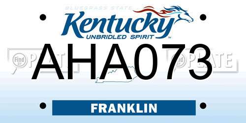 AHA073 Kentucky License Plate