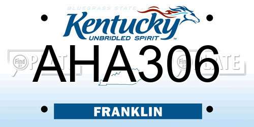AHA306 Kentucky License Plate