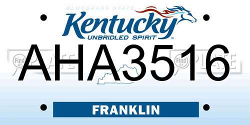 AHA3516 Kentucky License Plate