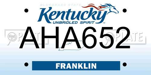 AHA652 Kentucky License Plate