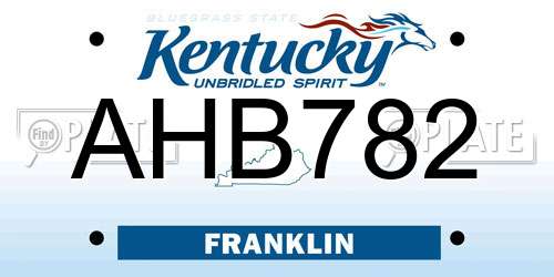 AHB782 Kentucky License Plate