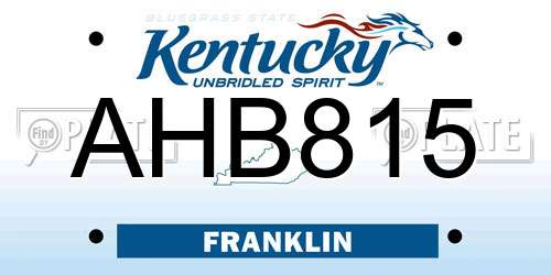 AHB815 Kentucky License Plate