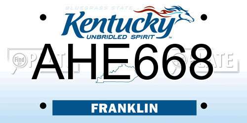 AHE668 Kentucky License Plate