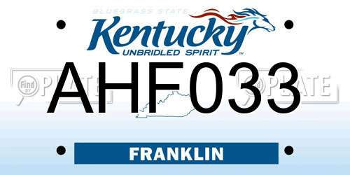AHF033 Kentucky License Plate