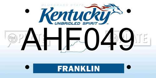 AHF049 Kentucky License Plate