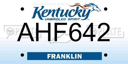 AHF642 Kentucky License Plate