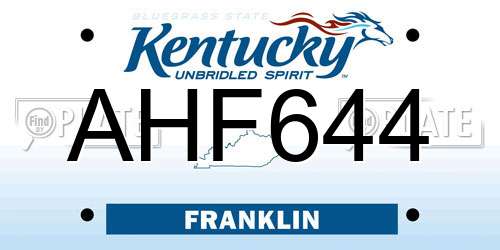 AHF644 Kentucky License Plate