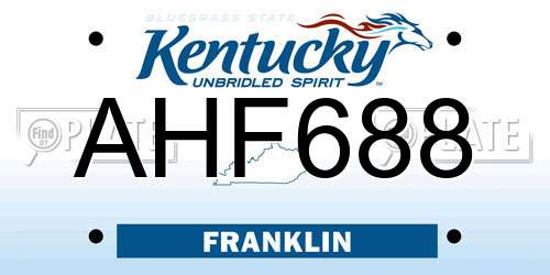 AHF688 Kentucky License Plate