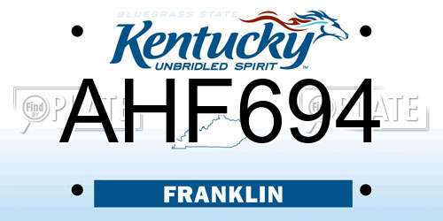 AHF694 Kentucky License Plate