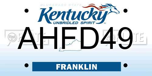 AHFD49 Kentucky License Plate