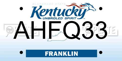 AHFQ33 Kentucky License Plate