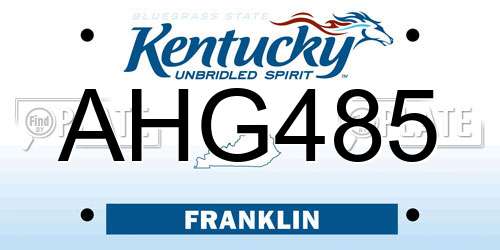 AHG485 Kentucky License Plate