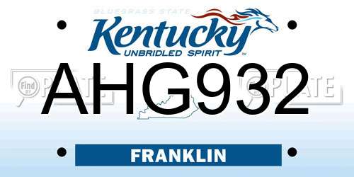 AHG932 Kentucky License Plate