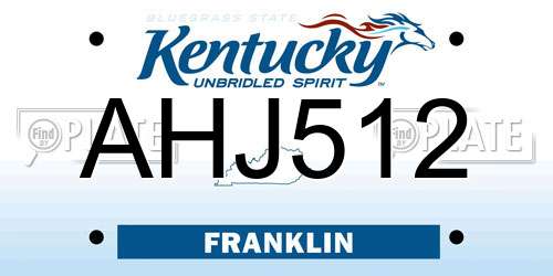 AHJ512 Kentucky License Plate