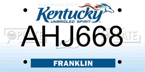 AHJ668 Kentucky License Plate