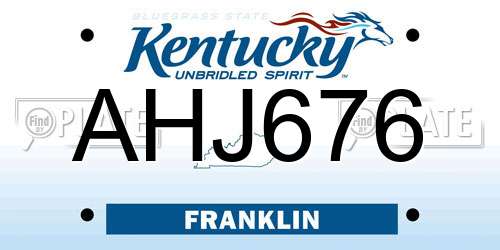 AHJ676 Kentucky License Plate