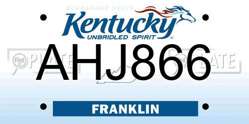 AHJ866 Kentucky License Plate
