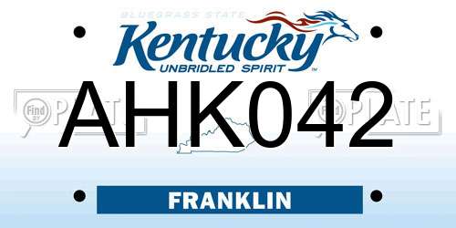 AHK042 Kentucky License Plate