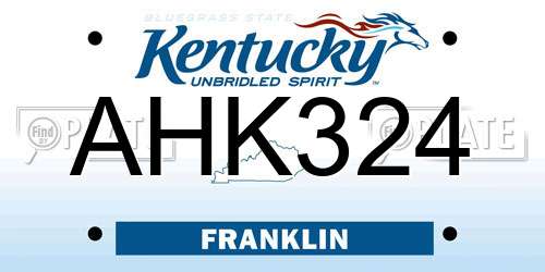 AHK324 Kentucky License Plate