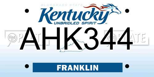 AHK344 Kentucky License Plate