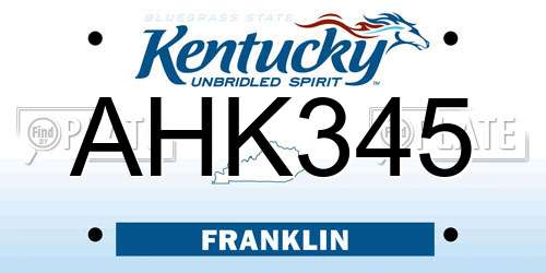 AHK345 Kentucky License Plate