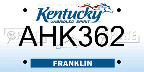 AHK362 Kentucky License Plate