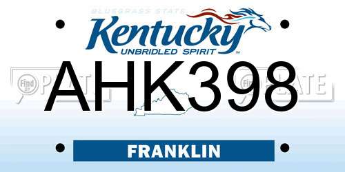 AHK398 Kentucky License Plate