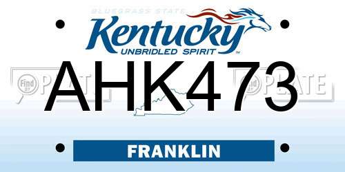 AHK473 Kentucky License Plate
