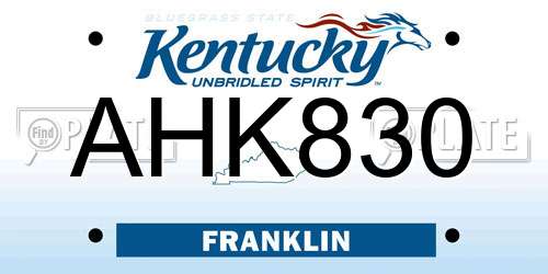 AHK830 Kentucky License Plate