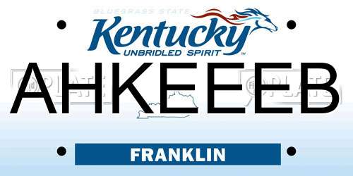 AHKEEEB Kentucky License Plate